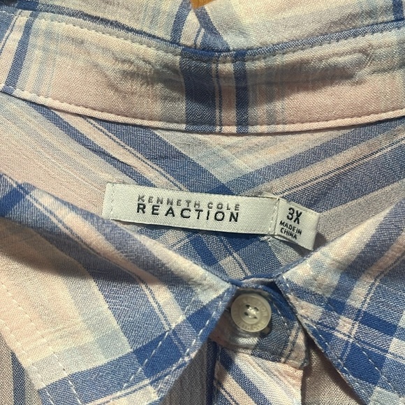 Kenneth Cole Reaction plus size button down roll up sleeve shirt size 3X . - Picture 2 of 6